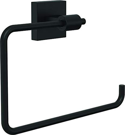 Franklin Brass Hand Towel Holder | Square Matte Black Ring for Hanging Towels in Kitchen, Bathroom | Maxted Accessories - color: Matte Black