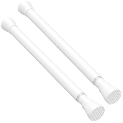 2PCS White Tension Curtain Rod 16 to 26 Inch Adjustable No Drilling | Rust-Resistant, No Slip, Small Spring Curtain Rods for Window, Kitchen, Closet, Cupboard, Bookshelf & DIY Projects - color: White, size: 16" to 26"-2Pcs