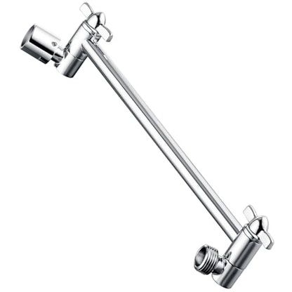 BRIGHT SHOWERS Brass Shower Head Extension Arm for Rain and Handheld Shower Head, 10 Inch Universal Shower Arm Extender, Height & Angle Adjustable, Chrome - color: Chrome, style: 10 Inch
