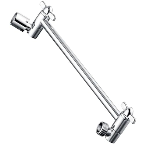 BRIGHT SHOWERS Brass Shower Head Extension Arm for Rain and Handheld Shower Head, 10 Inch Universal Shower Arm Extender, Height & Angle Adjustable, Chrome - color: Chrome, style: 10 Inch