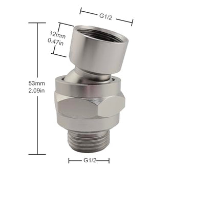 Swivel Shower Head Adapter, 360° Ball Joint Shower Adapter, Universal Leak-Proof Swivel Connector for Adjustable Showerhead, Universal shower arm adapter.(Brushed Nickel) - color: Brushed Nickel