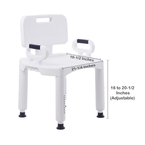 McKesson Bath Bench with Removeable Back, 21.25 in, 21-1/4 in, 1 ct | Plastic Frame, Lightweight, Adjustable