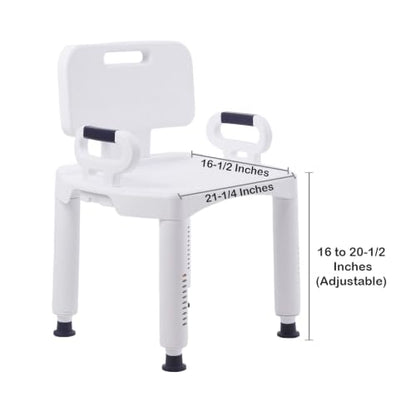 McKesson Bath Bench with Removeable Back, 21.25 in, 21-1/4 in, 1 ct | Plastic Frame, Lightweight, Adjustable