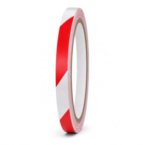 GGR Supplies Red & White Hazard Stripe Tape, 1/2 inch x 18 Yards | OSHA Compliant High Visibility PVC Vinyl Tape for Floors, Warehouses, Traffic Lanes, and Safety Marking - color: Red & White, size: 1/2 in. x 18 yds. (12mm)