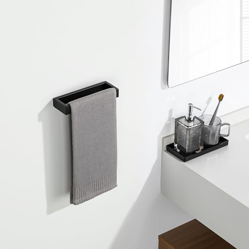 Sayayo Matte Black Towel Bar for Bathroom, 8 Inch Hand Towel Holder Wall Mount Square Towel Ring SUS304 Stainless Steel Towel Rack - color: Black, size: 8 INCH