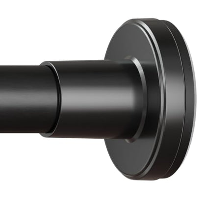 HYSEYY Heavy Duty Shower Curtain Rod,26-80inch Adjustable Tension Rod Black | No Drilling Shower Rods for Bathroom, 1" Diameter Spring Tension Curtain Rod, Non Slip Rust Proof Curtain Rod for bathtubs - color: Black