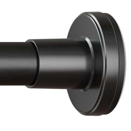 HYSEYY Heavy Duty Shower Curtain Rod,26-80inch Adjustable Tension Rod Black | No Drilling Shower Rods for Bathroom, 1" Diameter Spring Tension Curtain Rod, Non Slip Rust Proof Curtain Rod for bathtubs - color: Black