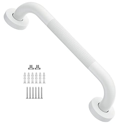 12 Inch Anti Slip Shower Grab Bar Oil Rubbed White, Munzong Bathroom Grab Bar, Knurled Bathroom Balance Bar,Safety Hand Rail Support Handicap Elderly Injury Senior Assist Bath Handle | Knurled Bathroom Balance Bar Safety Hand Rail Support Handicap Elderly