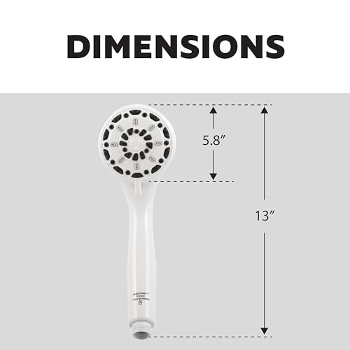 Aqua Vista 3-Spray Handheld Shower Head, White, WaterSense Certified | 60 in. No-Kink Hose, Rub-Clean Nozzles, 2X Water Coverage, Reduces Water Use Up to 20%, Limited Warranty, Spa Shower Head