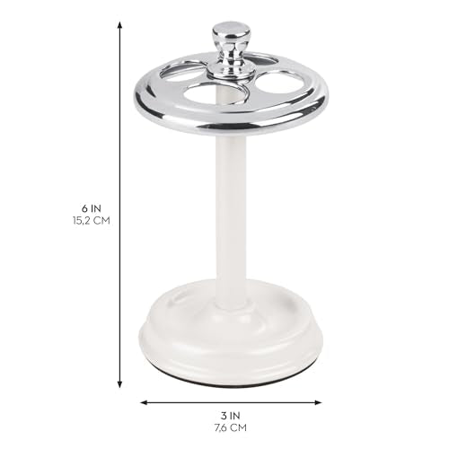 iDesign Toothbrush Holder for Bathroom - 4-Section Toothbrush Stand for Countertop, 2-Pack, White/Chrome - color: Pearl White/Chrome, style: Pack of 2