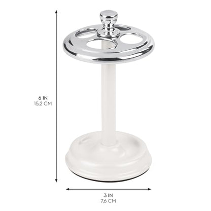 iDesign Toothbrush Holder for Bathroom - 4-Section Toothbrush Stand for Countertop, 2-Pack, White/Chrome - color: Pearl White/Chrome, style: Pack of 2