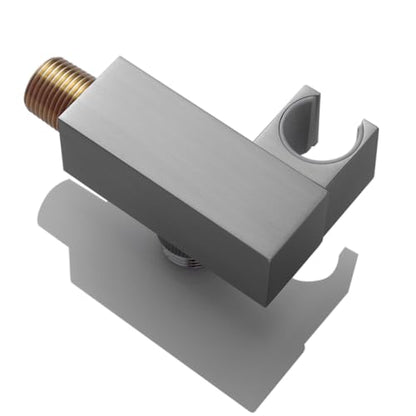 Bathroom Brass Water Supply Elbows Wall Mount Hand Held Shower Head Bracket with On/Off Flow Control Holder Angle Adjustable, Brushed Nickel - color: Brushed Nickel