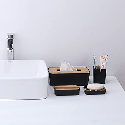2 Pack Bamboo Soap Dish, Self-Draining Soap Box, Wooden Bamboo Bar Soap Holder for Shower, Bathroom, Kitchen, Bathtub, Bar Sink (White and Black) - color: White and Black