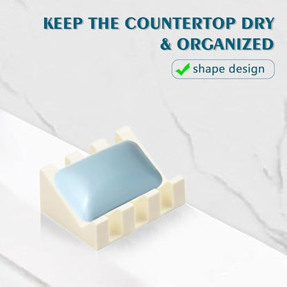 Self Draining Soap Dish Holder,Silicone Soap Dish,for Bathroom,Kitchen, Sponges，Can Extend Soap Life，Keep Soap Bars Dry and Easy Cleaning (Cream White,4-Pack) - color: Cream White,4-pack