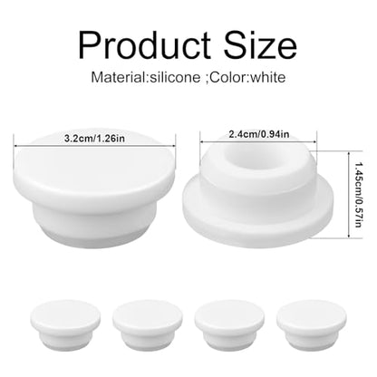 Gosknor 10pcs Silicone Sink Overflow Hole Cover, Round Spillover Cap Ring Stopper for Kitchen Bathroom Basin Easy-Fit Overflow Drain Cover Insert Plug for Home Bath Kitchen Washbasin Sinks (White)