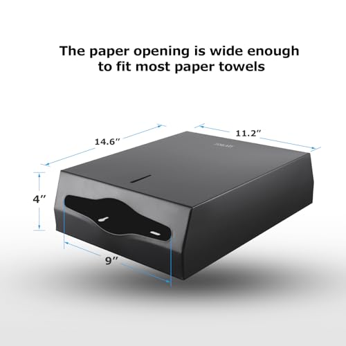 Gorlary Commercial Paper Towel Dispenser Wall Mount, Matte Black | Fits C-Fold Multifold Trifold Paper Towels, Stainless Steel Dispenser with Lock, Touchless Hand Towel Holder for Bathroom - color: Large-black