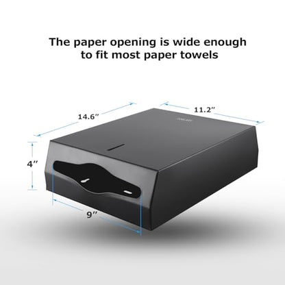 Gorlary Commercial Paper Towel Dispenser Wall Mount, Matte Black | Fits C-Fold Multifold Trifold Paper Towels, Stainless Steel Dispenser with Lock, Touchless Hand Towel Holder for Bathroom - color: Large-black