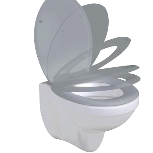 Ram® Grey Quick Release Soft Close Toilet Seat with Hinges Bathroom Bowl Seating ABS Toilet Seat