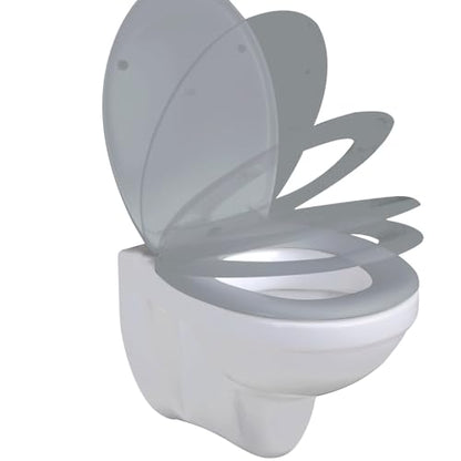 Ram® Grey Quick Release Soft Close Toilet Seat with Hinges Bathroom Bowl Seating ABS Toilet Seat