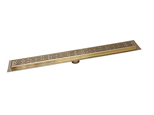 304 Stainless Steel 24 Inch Brushed Gold Shower Drain Kit Broken Lane Brass Linear Shower Drains Long Hair Catcher Strainer Grate Cover Bathroom Floor (Matte Gold, 24 Inch) - color: Matte Gold, size: 24 Inch