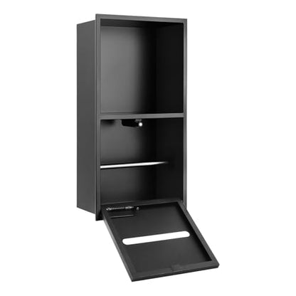 Recessed Toilet Paper Holder, Stainless Steel Shower Niche, Bathroom Wall Niche, Durable Tissue Roll Holder Wall Mount for Bathroom, Space Saving Shampoo Storage Organizer, Black - color: Black