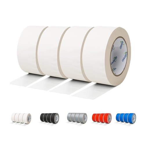 White Gaffer Tape 4 Pack Bulk, Heavy Duty, 2" x30Yards, Professional Grade Gaffers Tape White, Non-Reflective No Residue Hand Tear Self-Adhesive, Multiple Purposes (White, 4 Rolls) - color: 2" White (4 Rolls)