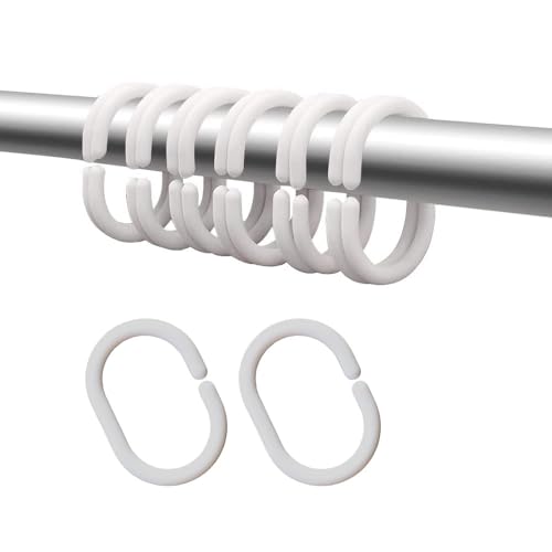 Plastic Shower Curtain Hooks C Shape Shower Curtain Rings for Bathroom Shower Rod Window Curtains Hanger (White, 24pack) - color: White, size: 24pack