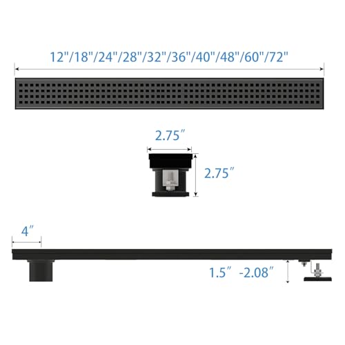 32 Inch Offset Linear Shower Drain,Black SUS304 Stainless Steel | Offset Side Outlet,Matte Black,Easy to install,ADA Barrier-Free,Tile-In Grate,Hair Catcher,Leveling Feet,Complete Install Kit - color: Matte Black, size: 32 inch