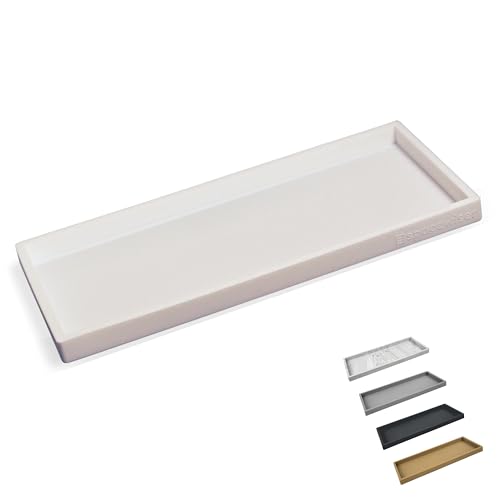 Spacewiser Silicone Countertop & Vanity Tray – 11.7” Bathroom Counter Tray | Bathroom Tray, Bathroom Tray Countertop, Tray for Bathroom Counter, Silicone Kitchen Tray for Counter & Countertop Organizer - color: White, size: Large 11.7”