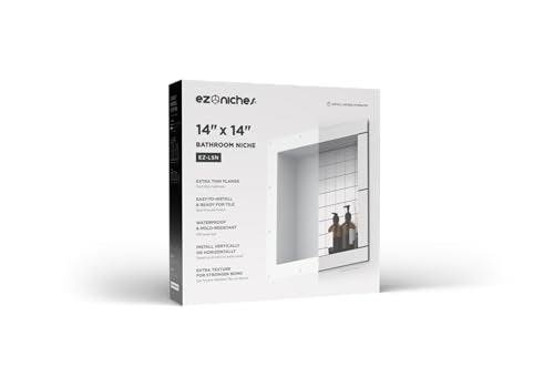 New Ready for Tile Recessed Bathroom Shower Shampoo Shelf Niche (14" X 14" Large Square) - size: 14" x 14" Large Square