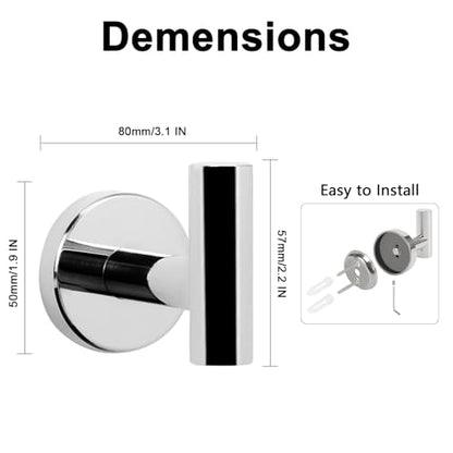 NearMoon Bath Towel Hooks- SUS 304 Stainless Steel Robe Hook Holder, Heavy Duty Coat Hook for Bathroom Livingroom Hotel Kitchen Garage, Wall Mounted (Chrome Finish, 4 Pack) - color: Chrome Finish, size: 4 Pack