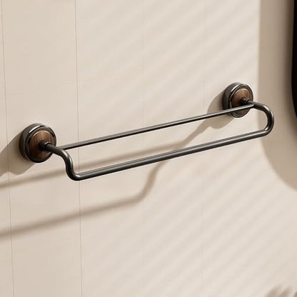 Double Pole No Drill Wall Mounted Towel Racks - Suction Cup Towel Bar for Bathroom Kitchen RV, Rustproof Stainless Steel Bathroom Hardware Set, Quick Setup Convenience(Matte Black,45cm/17.7in) - color: Matte Black, size: 45cm/17.7in