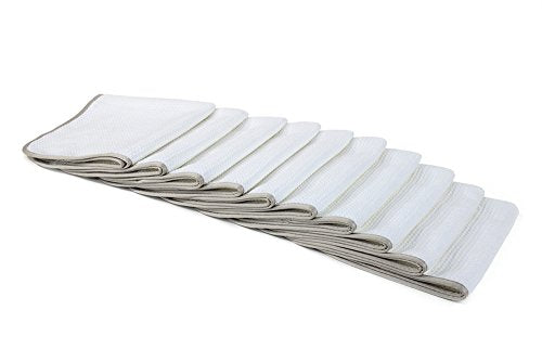 Autofiber [No Streak Freak] Microfiber Window and Mirror Waffle Towel (16"x16") (10 Pack, White) - color: White, size: 10 pack