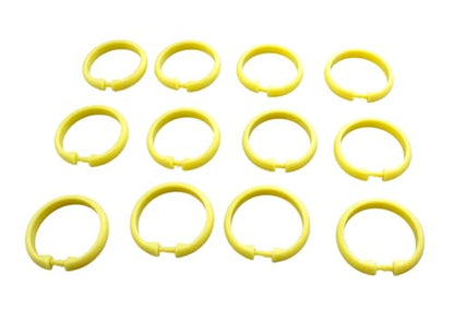 12 Piece Plastic Basic Locking Round Hook Easy Gliding Shower Curtain Rings Fits All Standard Size Shower Rods (Yellow) - color: Yellow
