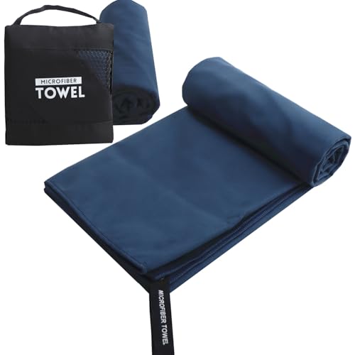 Microfiber Travel Towel, 30x60 Quick Dry Towel, Super Absorbent Camping Towels Lightweight, Beach Towels, Compact Sports Gym Fitness Towels for Sports, Shower, Backpacking, Bath (Navy Blue) - color: Navy Blue, size: 30" x 60"