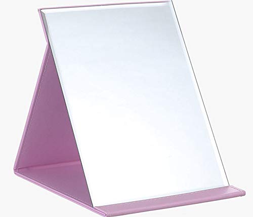 Zcooooool Large Portable Super HD Mirror - Multi Stand Angle Hand Free/Handheld/Tabletop Foldable 10x7 Inch - color: Pink, size: 10"L x 7"W