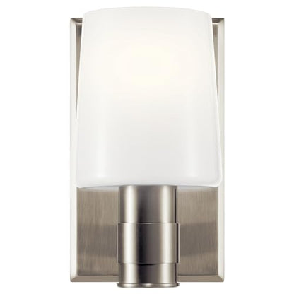Kichler Adani 8.5" 1-Light Wall Sconce Light, Brushed Nickel | Opal glass creates soft ambient lighting for bathrooms, kitchens, bedrooms and hallways, 55174NI - color: Brushed Nickel, size: 8.5"