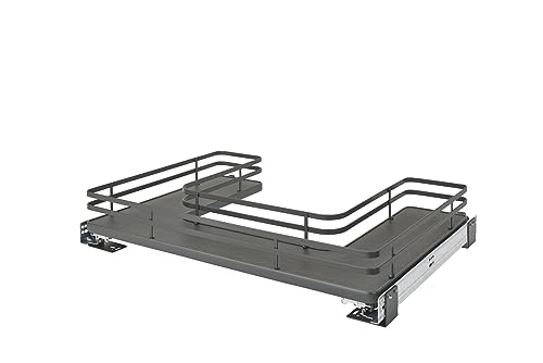 REV-A-SHELF Solid Surface U-Shape Pullout Organizer for Sink Base Cabinets w/Soft-Close - size: 29.69"W x 21.69"D x 5.07"H