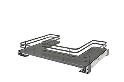 REV-A-SHELF Solid Surface U-Shape Pullout Organizer for Sink Base Cabinets w/Soft-Close - size: 29.69"W x 21.69"D x 5.07"H