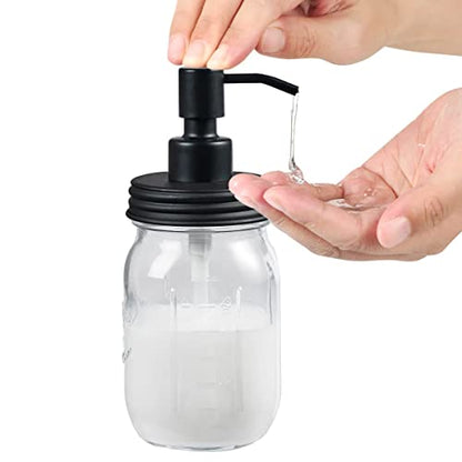 Amolliar Mason Jar Bathroom Accessories Set, 4Pcs Glass Bathroom Set, Black | Lotion Soap Dispenser, 2 Cotton Swab Holder, Toothbrush Holder, Rustic Farmhouse Bathroom Decor, Countertop Vanity Organizer - size: Black, style: Wide-mouth