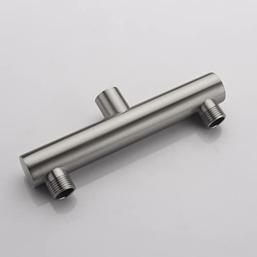 Dual Shower Head Manifold with Brass Shut Off Valve for Double Shower System 2 Fixed Shower Head Manifold, Brushed Nickel - color: Brushed Nickel