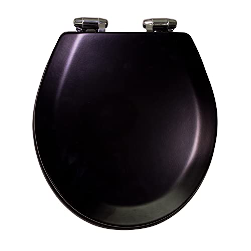 Design House Dalton Round Toilet Seat, Black | Surface, Traditional, Wood, Hardware, 561241-BLK - color: Black