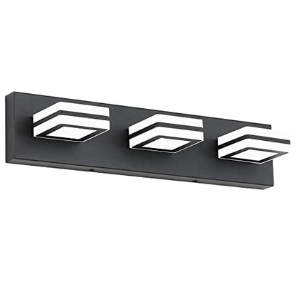 Ralbay Matte Black Vanity Light Fixtures 3 Lights Up and Down LED Modern Bathroom Vanity Lights Over Mirror Acrylic Black Bath Wall Lighting - color: Black, size: 3 Light