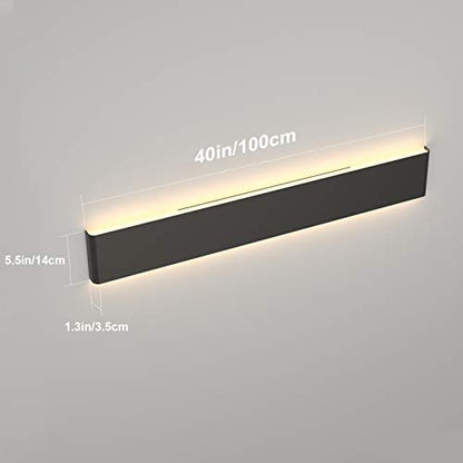 Ralbay 39.3inch Modern Black Vanity Light Fixtures LED Bathroom Wall Light Up and Down Bathroom Lighting Fixtures Warm White Light 3000K - color: Black-Warm White, size: 40 inch