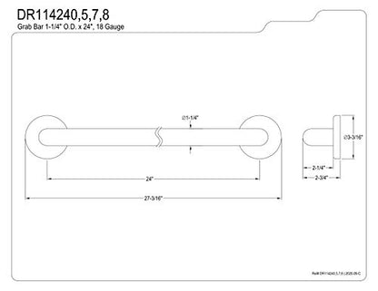 Kingston Brass DR114245 Designer Trimscape Americana Decor 24-Inch Grab Bar with 1.25-Inch Outer Diameter, Oil Rubbed Bronze - color: Oil Rubbed Bronze