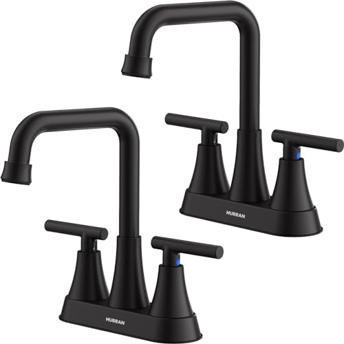 Matte Black 4 inch Centerset Bathroom Faucets for Sink 2-3 Hole | Bathroom Sink Faucet with Pop-up Drain and Supply Lines, Stainless Steel 2-Handle Centerset Faucet for Vanity RV Restroom - color: Matte Black X2