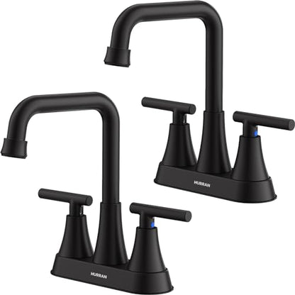 Matte Black 4 inch Centerset Bathroom Faucets for Sink 2-3 Hole | Bathroom Sink Faucet with Pop-up Drain and Supply Lines, Stainless Steel 2-Handle Centerset Faucet for Vanity RV Restroom - color: Matte Black X2