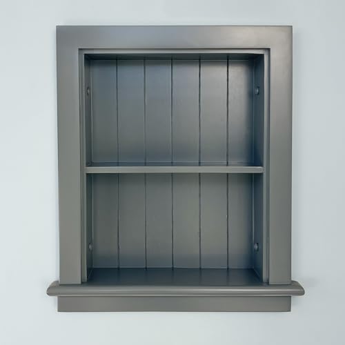 14x18 Aiden Recessed Wall Niche Medicine Cabinet Replacement, in The Wall Bathroom Cabinet Insert Shelf/Shelves, Made in North America, Real Wood, NO MDF, Beadboard, Dark Gray - color: Dark Gray, size: 14x18