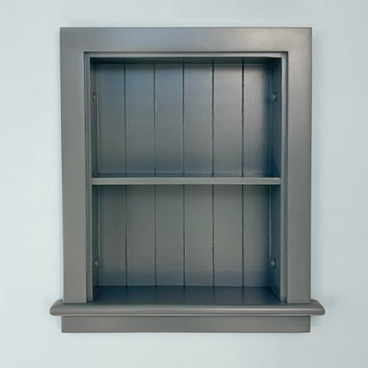 14x18 Aiden Recessed Wall Niche Medicine Cabinet Replacement, in The Wall Bathroom Cabinet Insert Shelf/Shelves, Made in North America, Real Wood, NO MDF, Beadboard, Dark Gray - color: Dark Gray, size: 14x18