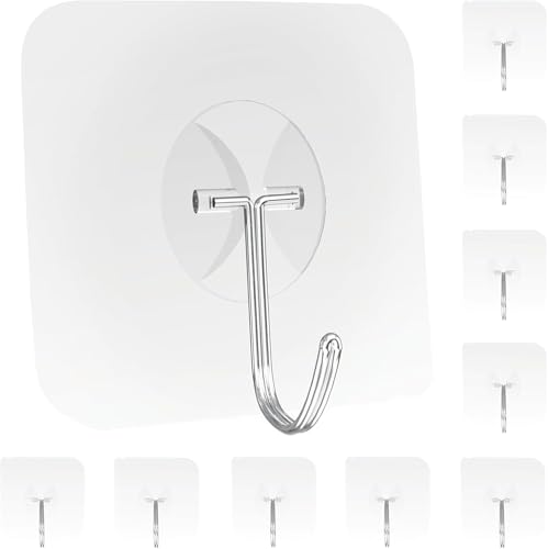 Adhesive Wall Hooks for Hanging Heavy Duty Towel Coat Hooks | Waterproof Transparent Hook for Bathroom Shower Kitchen Keys Door Outdoor Home Improvement Utility Hook 20 Pack - size: Medium Hooks - 20 Pcs